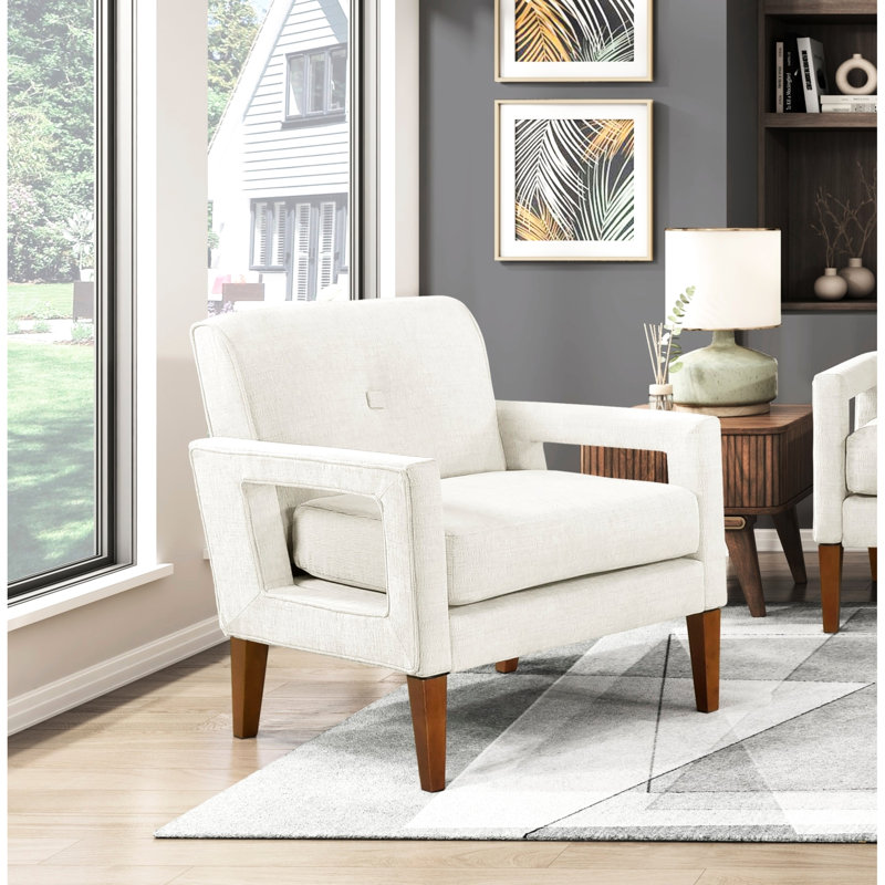 Ensemble de salon moderne 2 pièces avec revêtement en chenille beige, ressorts ensachés et structure en bois massif, une chaise, capacité de 3 places, pieds finition noyer, 136 kg
