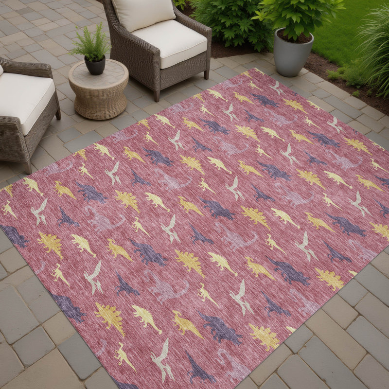 Tapis intérieur / extérieur lavable à la machine pour enfants ACN2622, Mauve, 10 pi x 14 pi