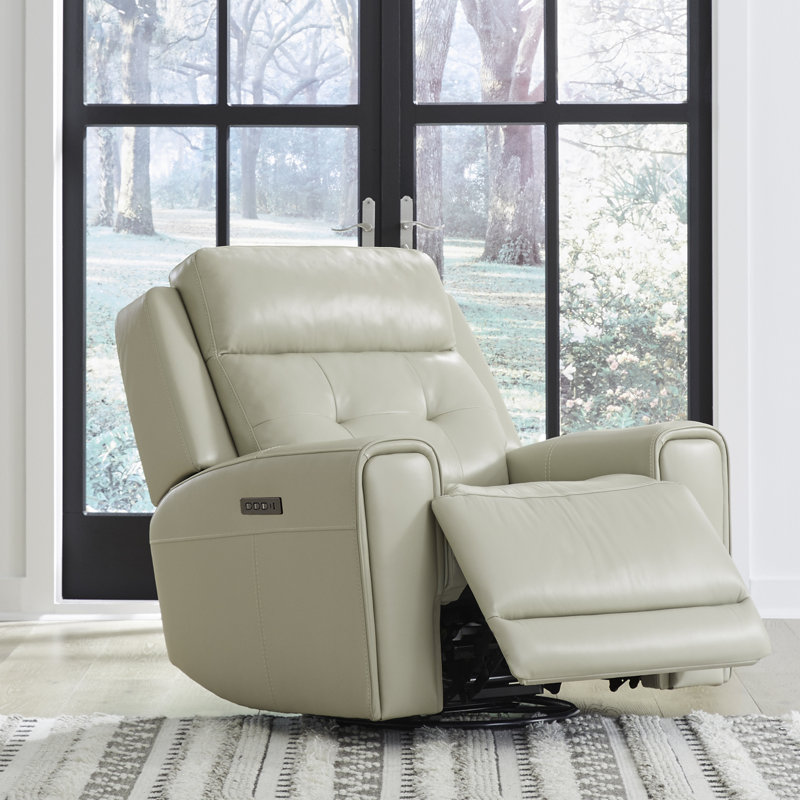 Iavor Leather Power Recliner, Beige