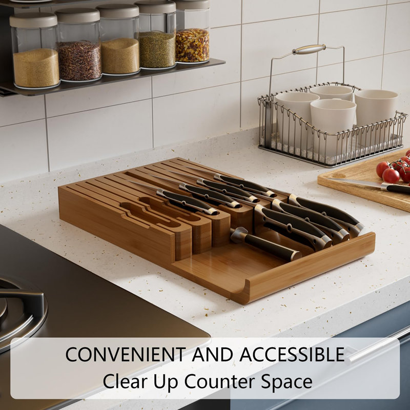 Bamboo In-Drawer Knife Block, Walnut