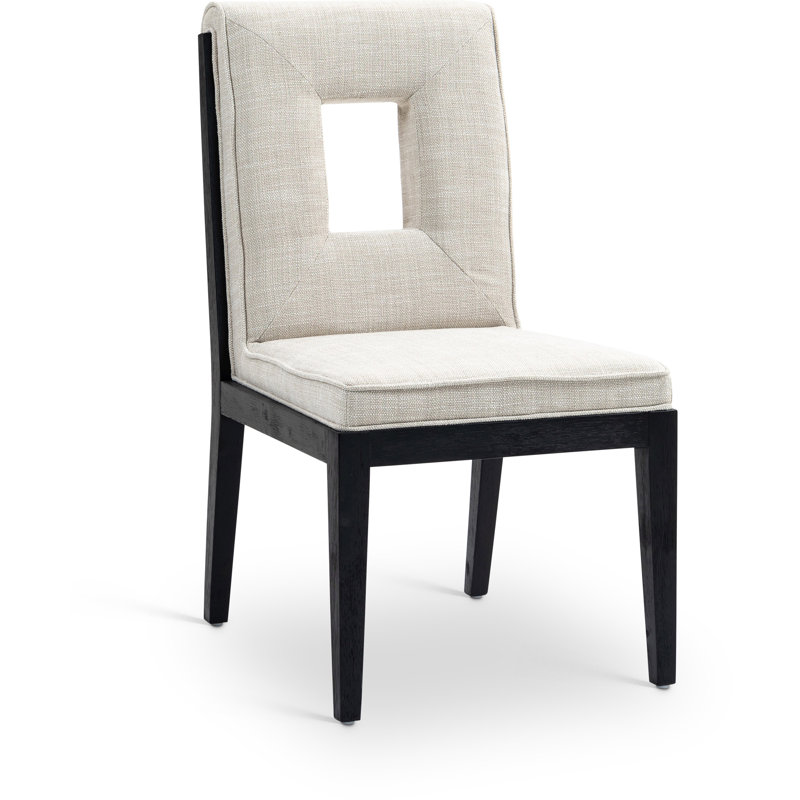 Chaise d'appoint Flore, Tissu crème texturé en lin, Noir