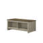 Table basse en chêne gris de 43 po avec tablettes ouvertes sur les deux côtés et plateau supérieur chic