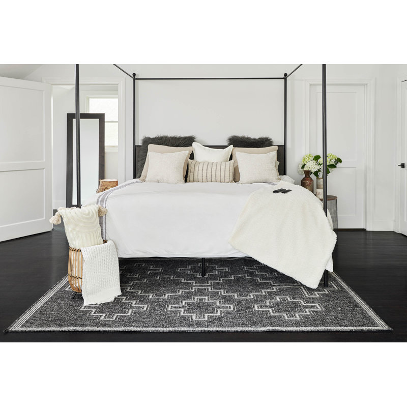Tapis noir Marialba, Rectangulaire 8 pi x 10 pi