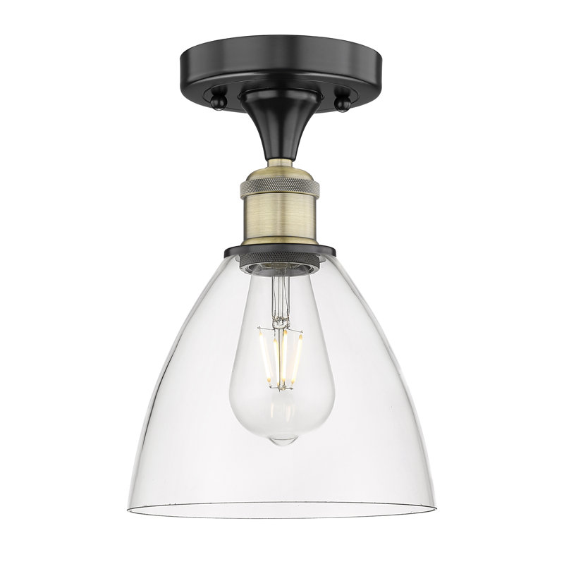 Nichalaus Glass Semi Flush Mount, Clear, Black Antique Brass