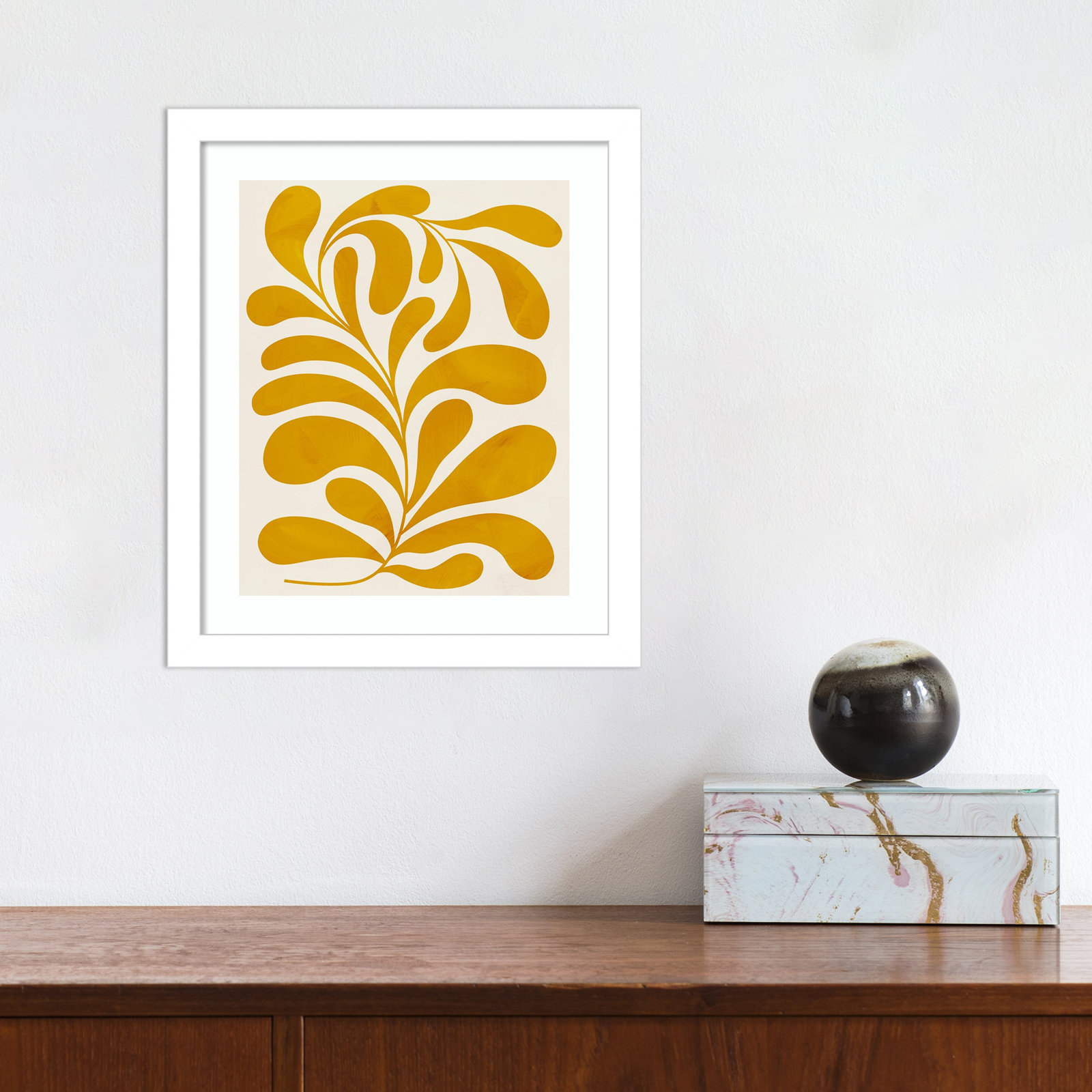 Goldenrod II by Grace Popp, 13" H x 11" W x 1" D, White