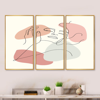 Contin on Line Portrait of Woman In - 3 pièces, reproduction sur cadre flottant sur toile