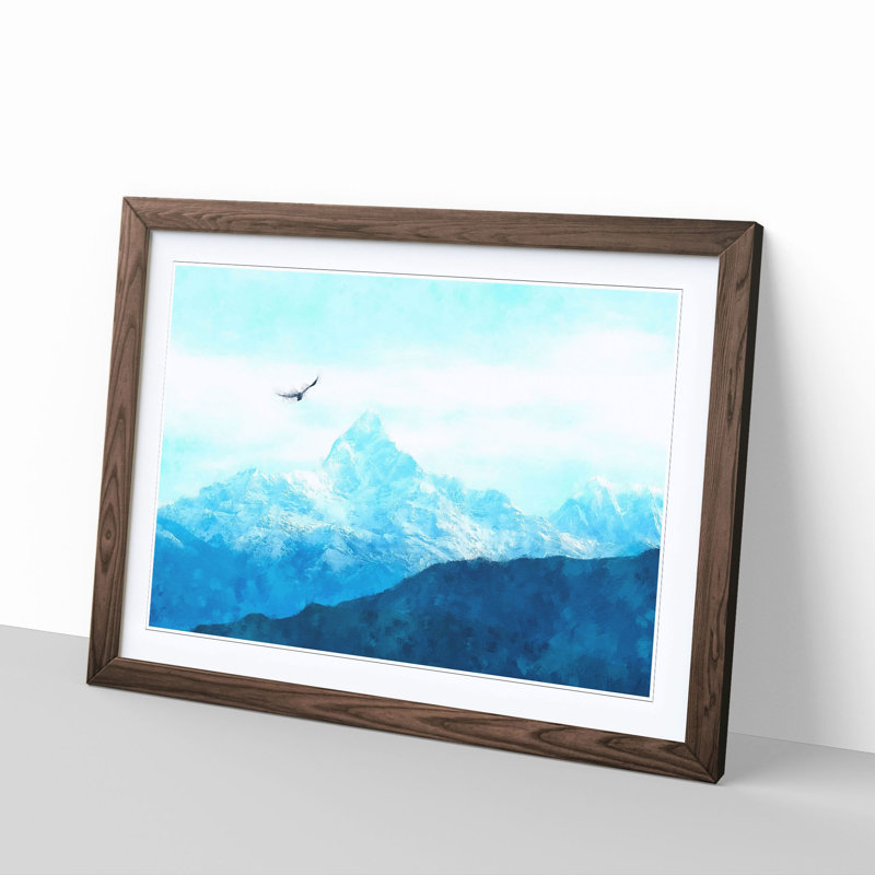 Eagle Flying by Mountain In Nepal - Picture Frame Graphic Art Print, 62cm H x 87cm W x 2cm D, Walnut Framed
