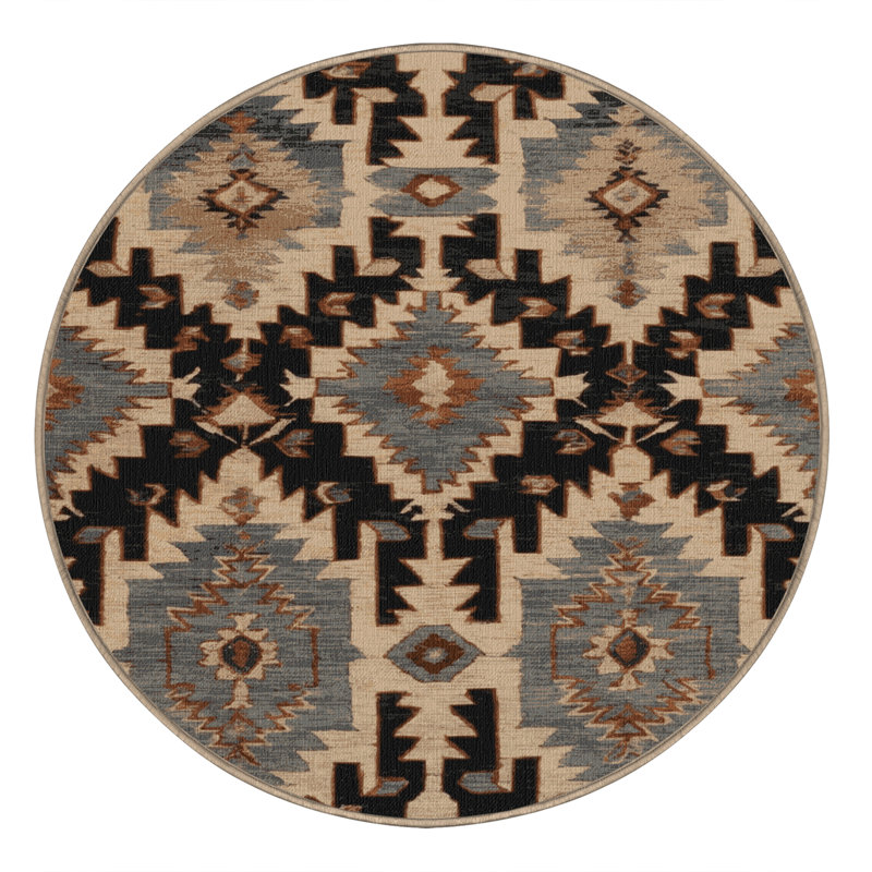 Machine Washable Persian Brown Area Rug, Round 7'