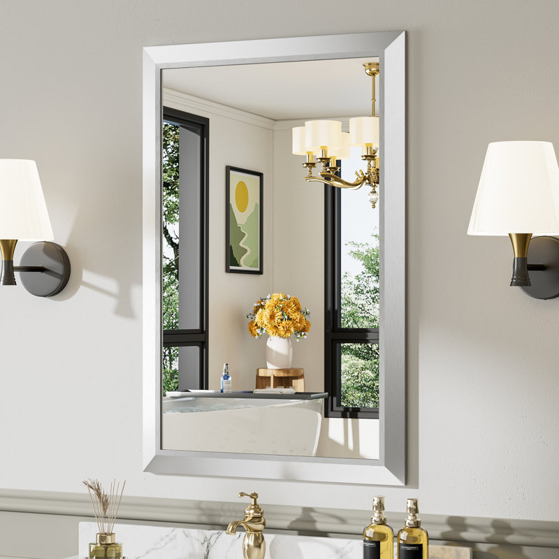 Miroirs de salle de bain modernes et contemporains en métal biseauté rectangulaire / carré avec verre trempé HD