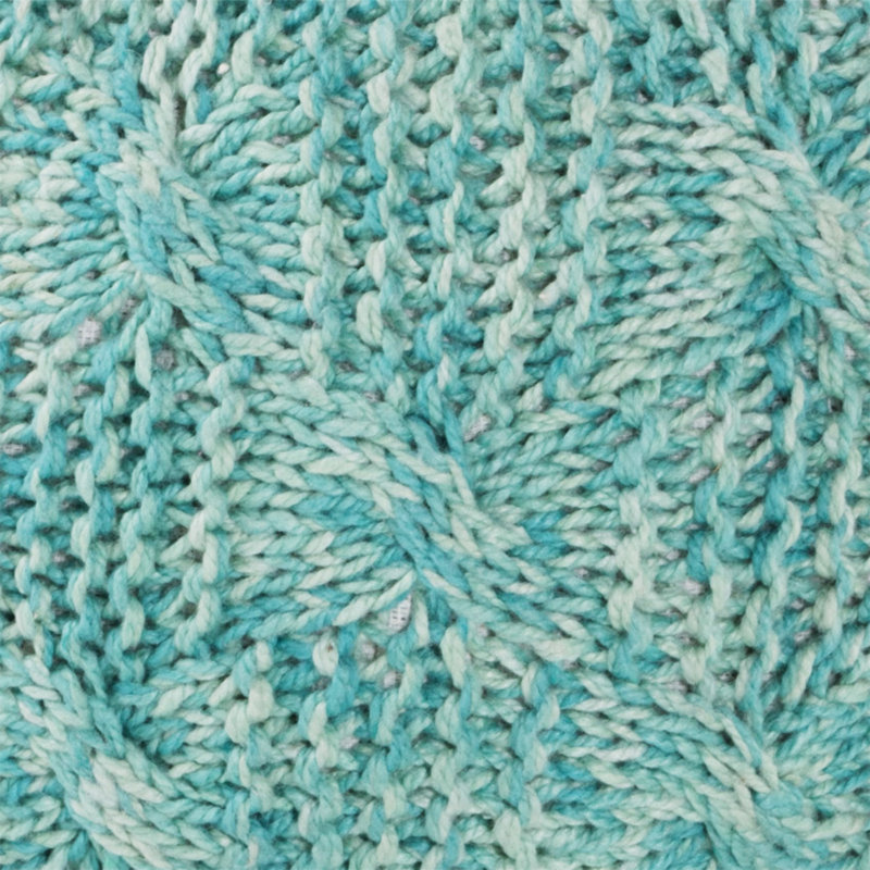 Pouf rond en fil PET tricoté 20 X 20 Deon, Microfibre bleu sarcelle / microsuède