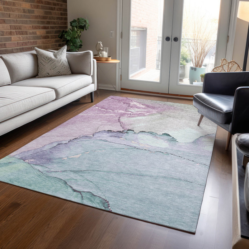 Tapis intérieur / extérieur lavable à la machine Xhevrie, Rectangulaire 8 pi x 10 pi