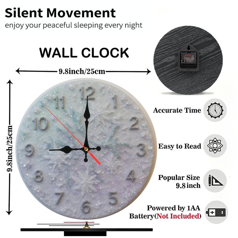 Flocon de neige-paillettes-horloge-cadran