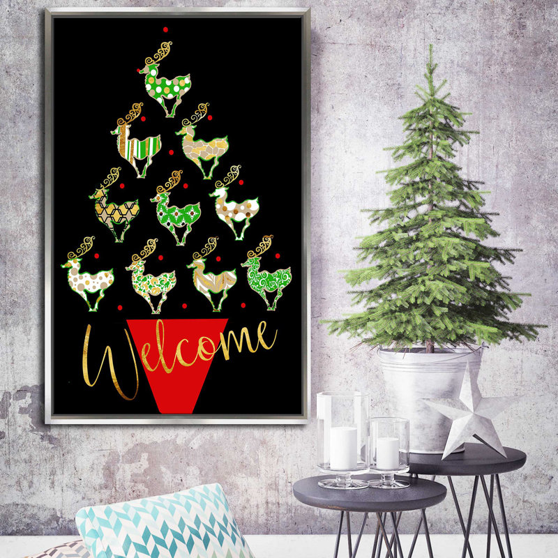 «Deer Tree (Vertical)» par By Jodi - impression, Cadre flottant argent, H 63,5 po x l 39,5 po x P 2 po