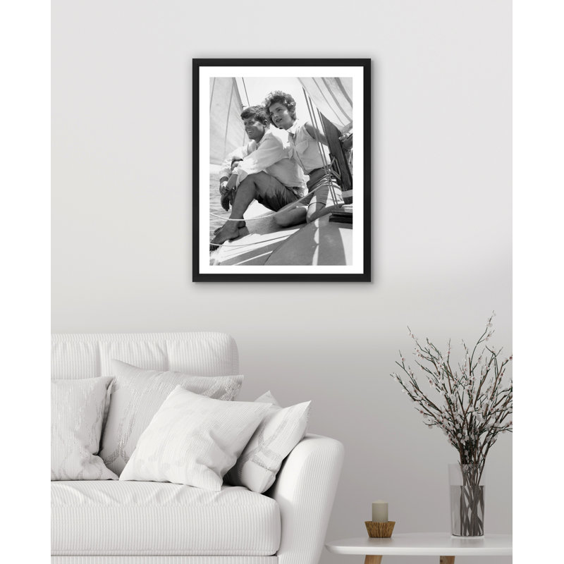 Jackie And John Kennedy Sailing - Print on Wood