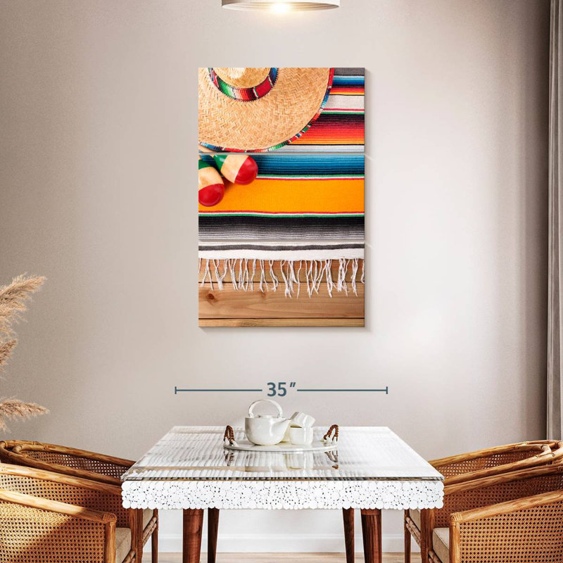 Abarca Sombrero Serape et Maracas, H 45 po x l 28 po