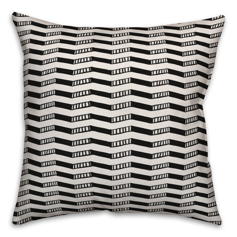  Housse et insert de coussin carré Tally, 16 po x 1 po, Chevron noir 1