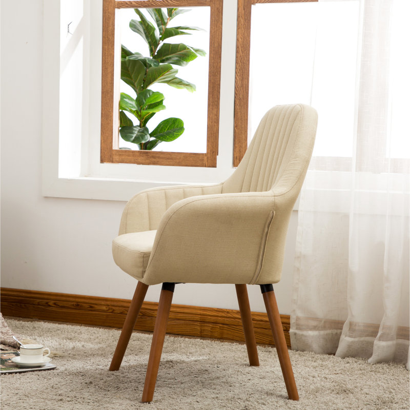 Chaise d'appoint élégante avec coussin moelleux et pieds en bois massif avec rembourrage supplémentaire, Tanné