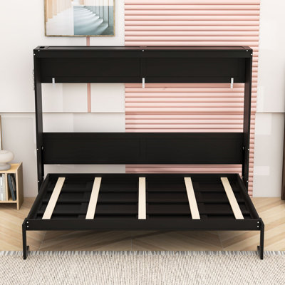 Lit escamotable en bois avec ports USB intégrés et lumières DEL