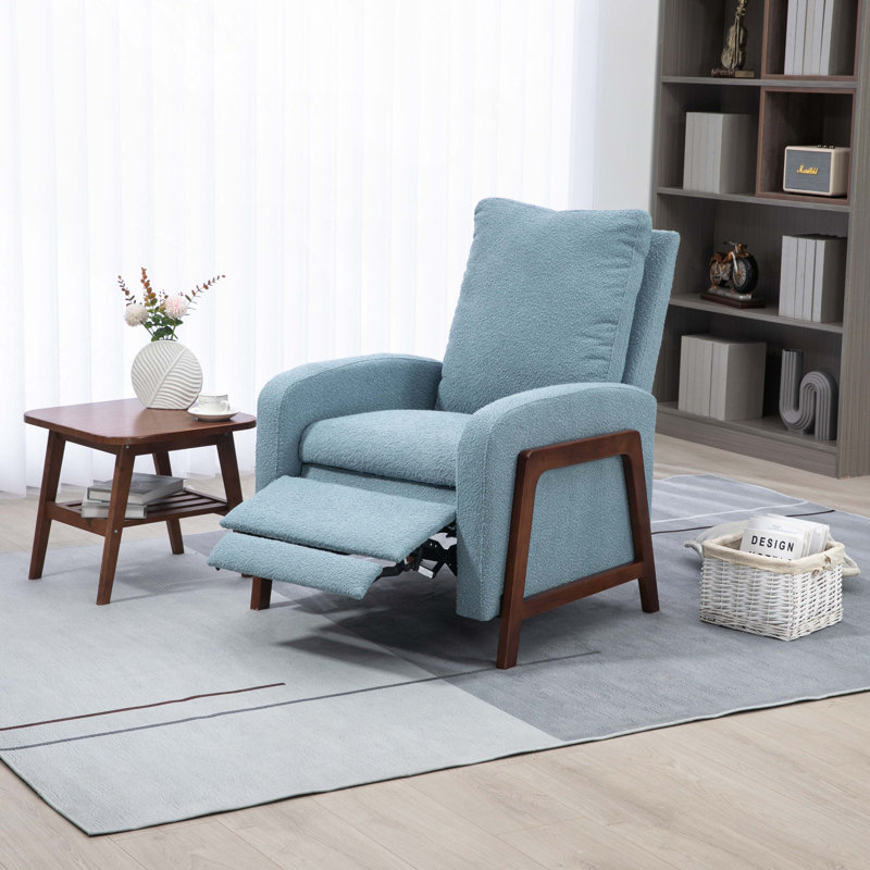 Oana Fabric Upholstered Recliner, Light Blue