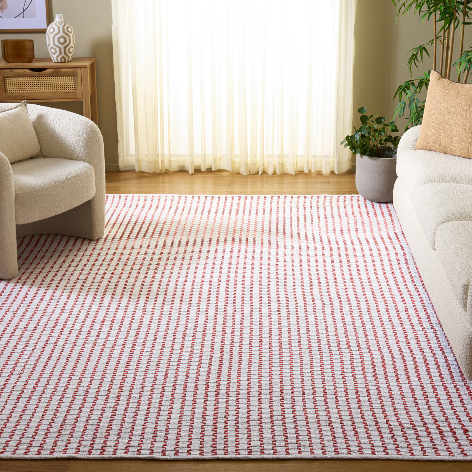 Hand-Woven Chevron Cotton Rug, Rectangle 8' x 10'