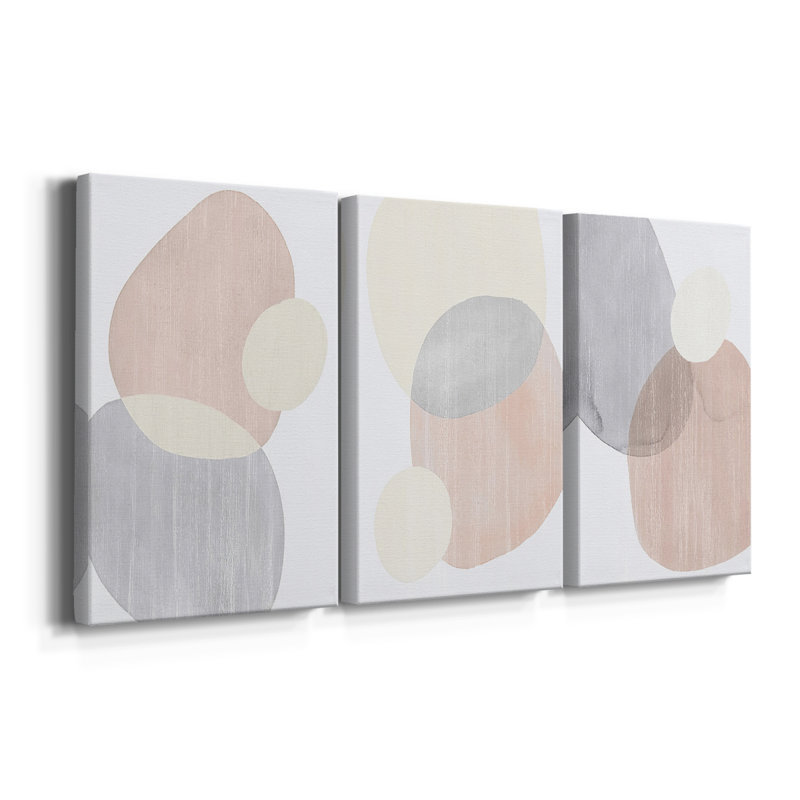 Pastel Shifting Spheres I - Toile tendue sur mesure avec châssis - 3 pièces, H 48 po x l 96 po