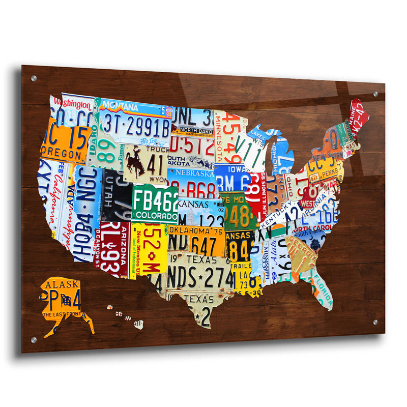 États-Unis d'Amérique, plaque minéralogique 2018 sur plastique / acrylique par Design Turnpike, H 24 po x l 36 po x P 0,2 po