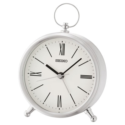 QXE063SLH Desk & Table Clock, Silver-Tone