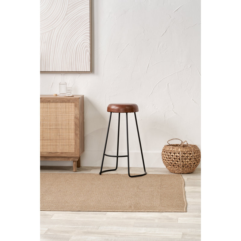 Cosimo Upholstered Counter Stool with Metal Frame, Brown