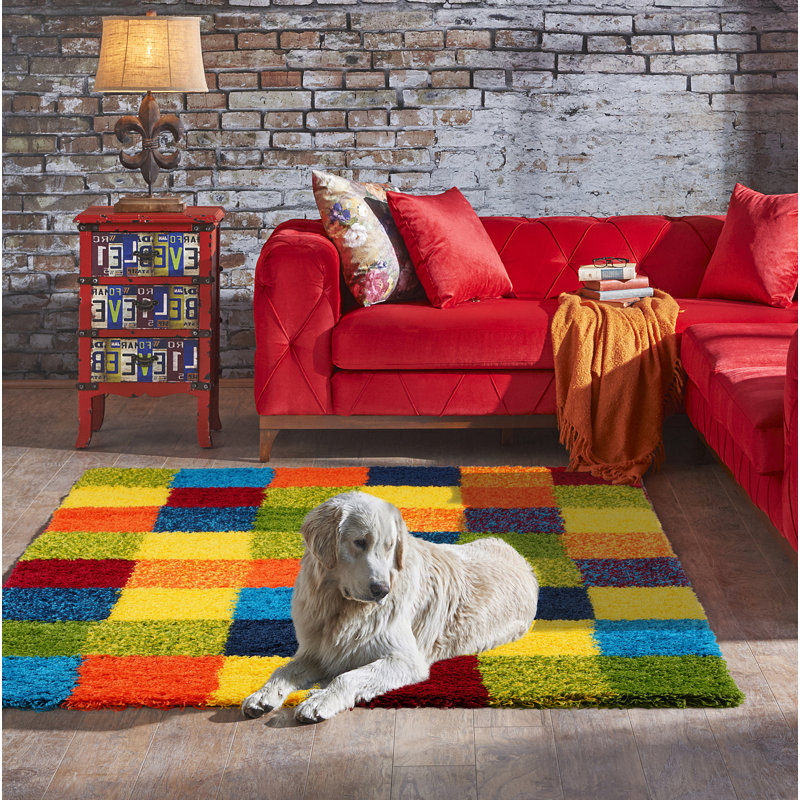 Telemanus Chequered Shag Indoor / Outdoor Area Rug, Rectangle 120 x 170cm