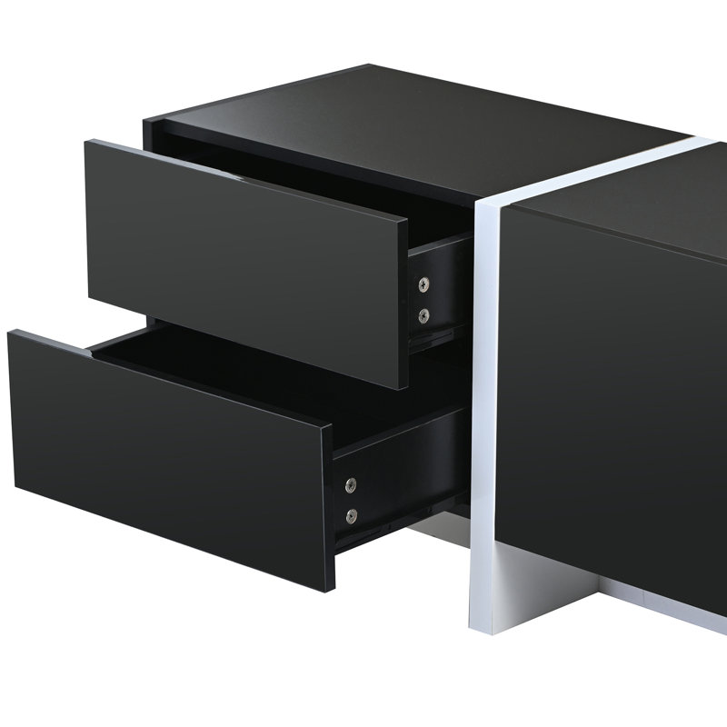 Ikem TV Stand TV Console Table Cabinet, Black