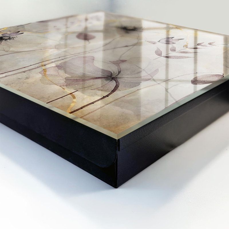 Key box for home, Opens to the right, 30x30x5, Black, Flowers and butterflies full of subtlety and peace, 
