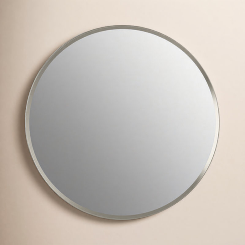 Verdera 24 in Round Framed Medicine Cabinet, Surface Mount or Recessed, Brushed Nickel