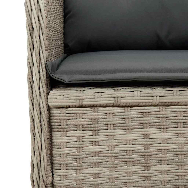 Poly Rattan Outdoor Bench, Black, Light Grey