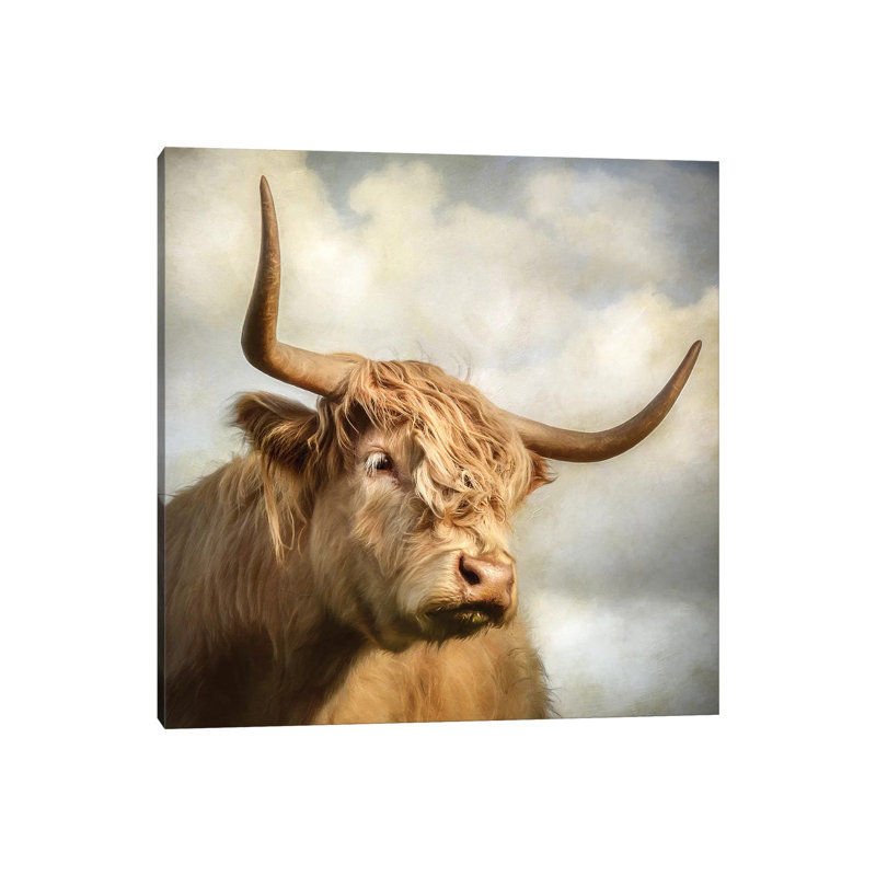 "Vache" par Mark Gemmell-impression d’art graphique, Pas de tapis, Toile tendue, H 12 po x l 12 po x P 0,75 po
