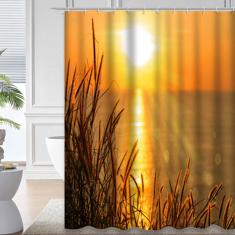 Rideau de douche Feather Grass Sunlight Sunset Andaman avec 12 crochets, L 72 po x l 84 po