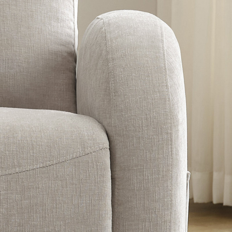 Fauteuil inclinable, pivotant et pivotant avec accoudoirs arrondis et double poches Delba, Chenille brun clair, Non