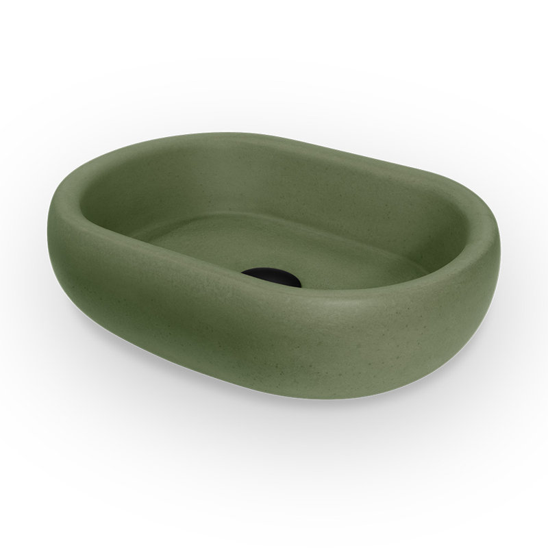 Newterra Handmade Oval Vessel Bathroom Sink, Moss