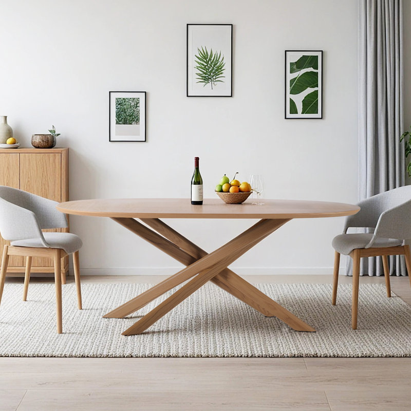 Pierre Oval Dining Table with Solid Wood Legs