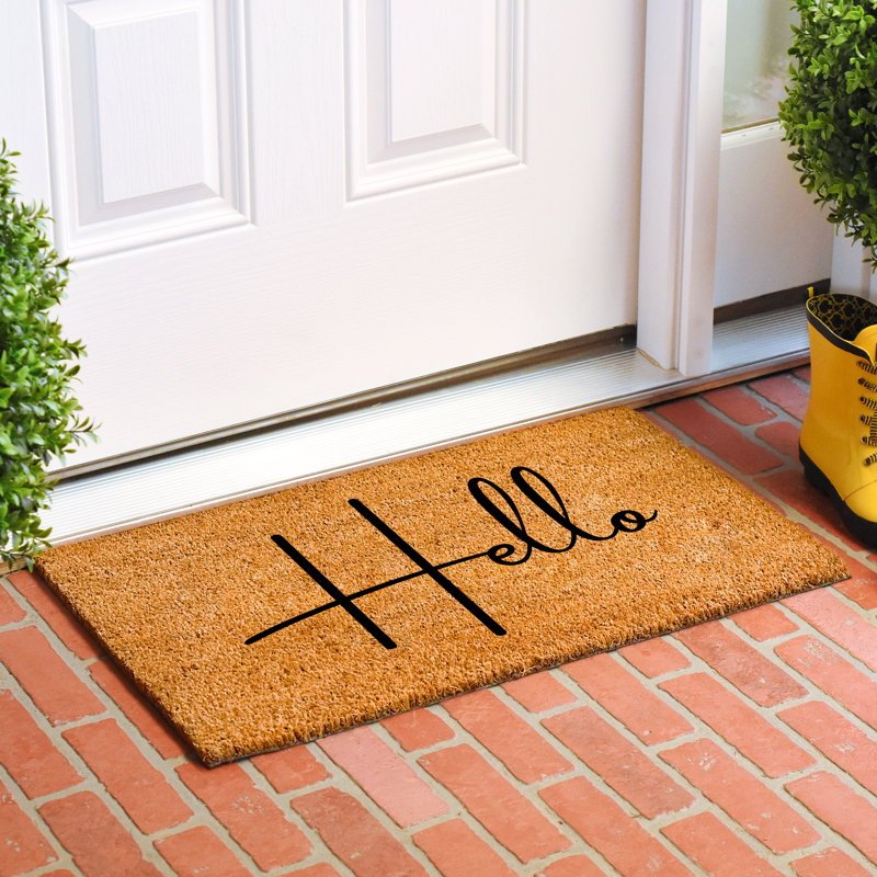 Rockwood Hello Coir Non-Slip Indoor / Outdoor Doormat , 24" W x 36" L