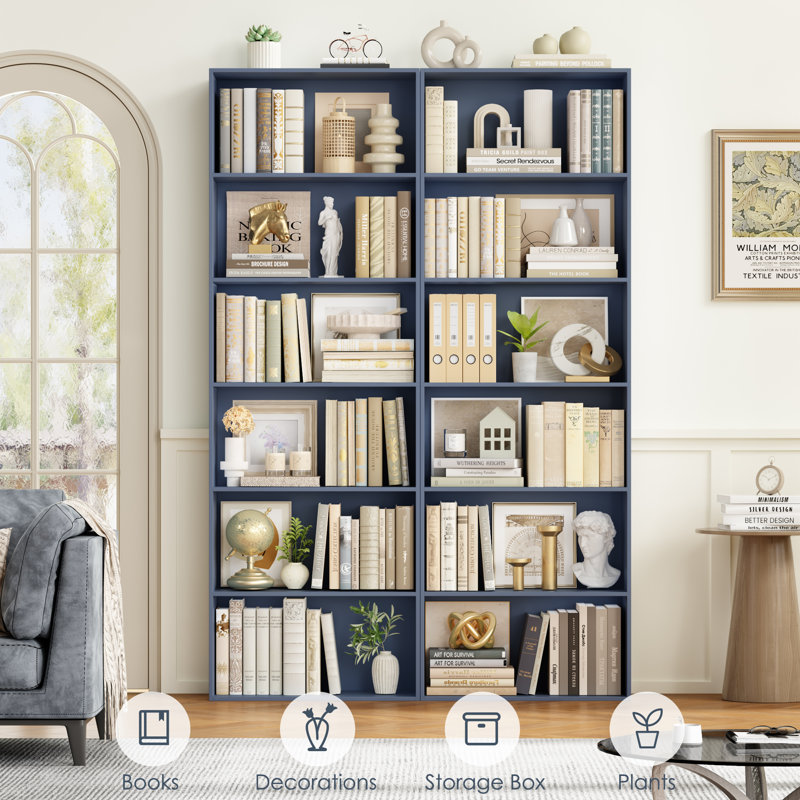 Langner 70.8" H x 23.6" W Standard Bookcase, 6-Tier Open Bookcase and Bookshelf, Freestanding Display Storage Shelves Tall Bookcase for Bedroom, Living Room and Office