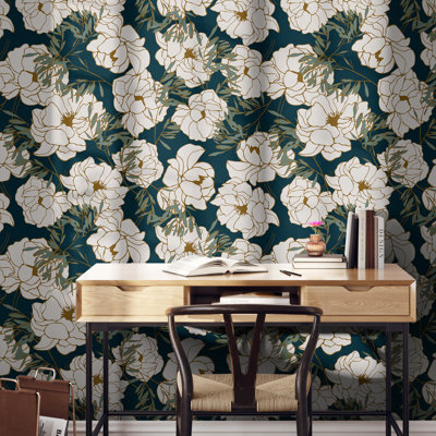 Olivia Peacock Paste The Wall Wallpaper 77.2" X 120"