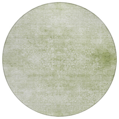Machine Washable Indoor/Outdoor Xhevrie Sage Rug
