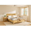 Grand lit en bois massif avec tête et pied de lit à finition nacrée, naturel-911358964-911358965
