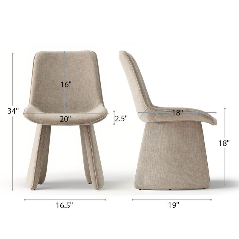 Chaises de salle à manger rembourrées avec accoudoirs rembourrés Modern (ensemble de 6), Khaki