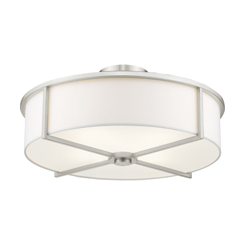 Plafonnier semi-encastré 4 lumières Charlieann, Nickel brossé