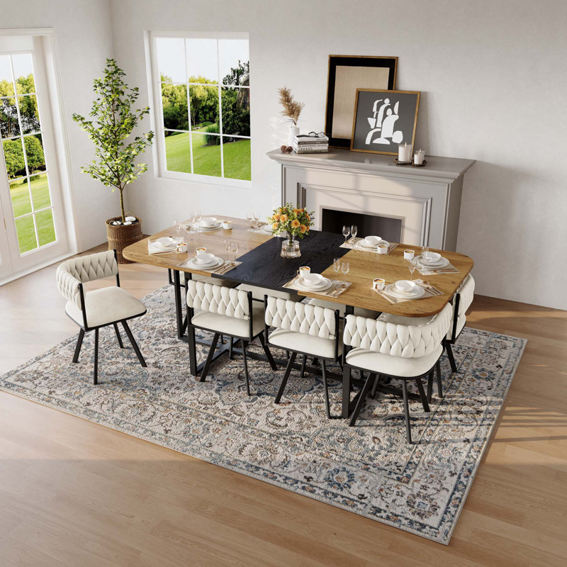 Ensemble de table de salle à manger 9PCS, Beige