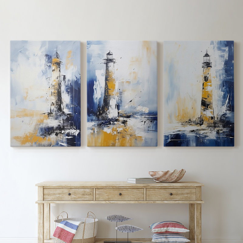Série Sea and Shore C XXVII - Ensemble de toiles tendues avec châssis Premium - Prêt à être accroché