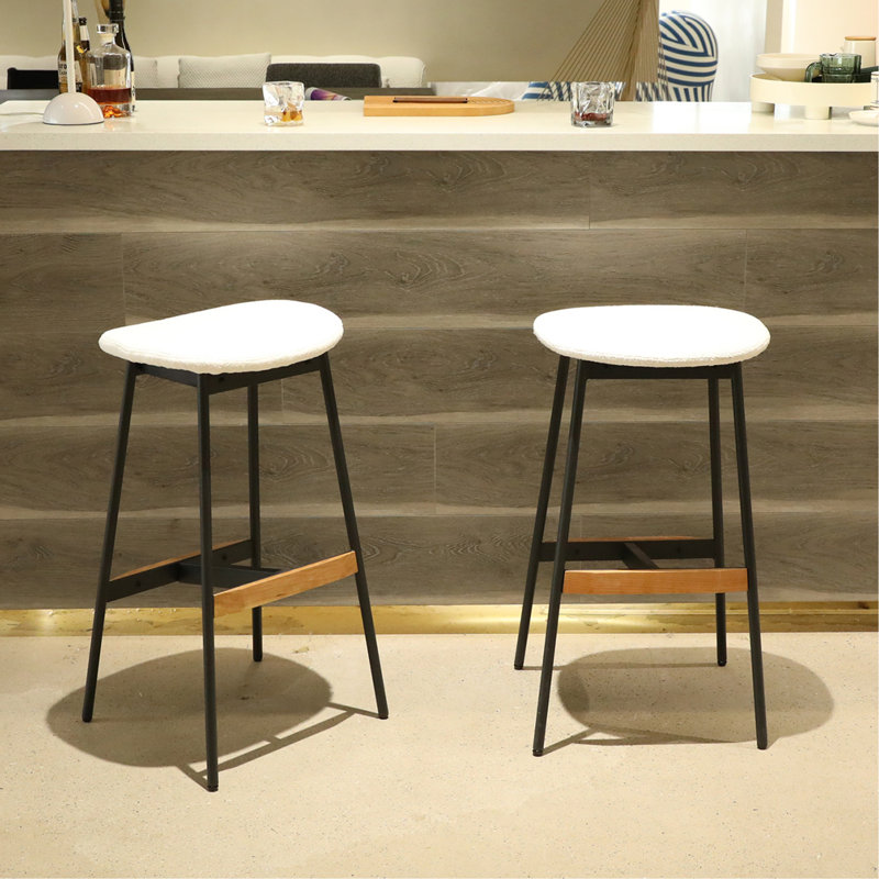 Ensemble moderne de 2 tabourets de bar, tabourets de bar confortables et élégants, rembourrés de tissu doux, sans dossier pour la cuisine et les chaises de bar de la salle à manger