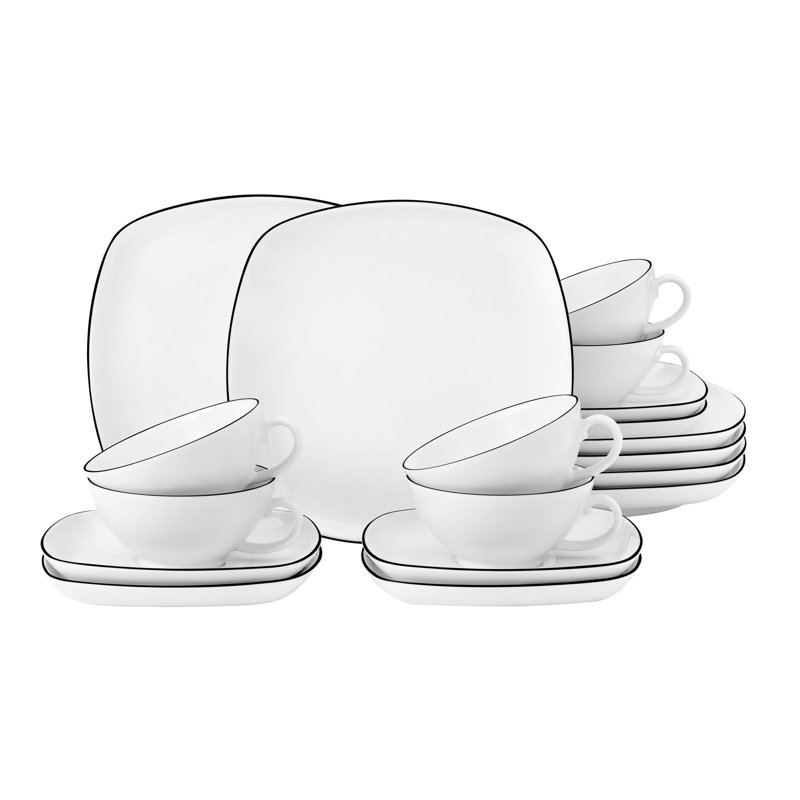 Lido Black Line 18 Piece Tea Set