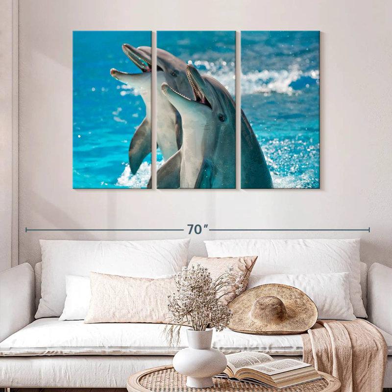Brampt Excited Dolphins, 32" H x 50" W
